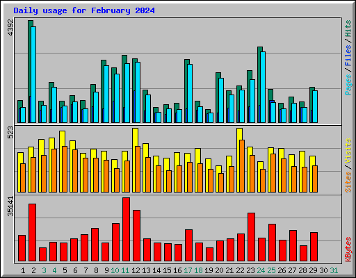 Daily usage for February 2024