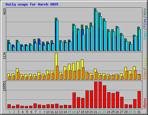 Daily usage for March 2025