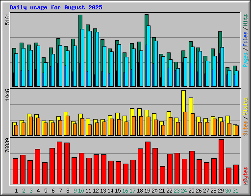 Daily usage for August 2025